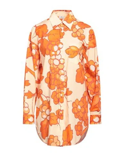 Etro Woman Shirt Apricot Size 8 Cotton, Elastane In Orange