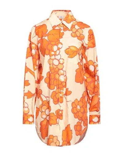 Etro Woman Shirt Apricot Size 6 Cotton, Elastane In Orange