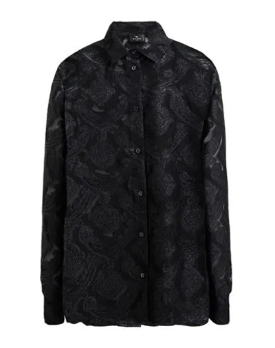 Etro Woman Shirt Black Size 10 Polyester, Metallic Fiber, Silk, Polyamide