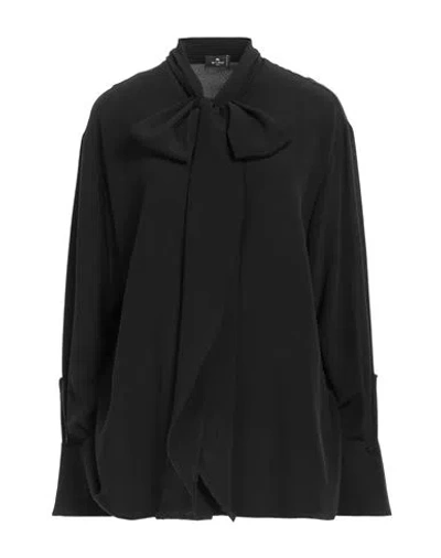 Etro Woman Shirt Black Size 12 Silk