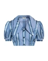 Etro Woman Shirt Blue Size 12 Cotton, Silk In Blue