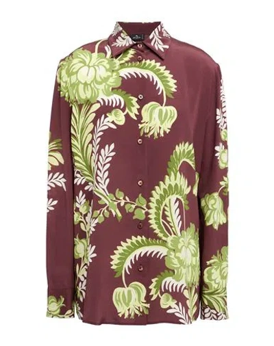 Etro Woman Shirt Brown Size 6 Silk
