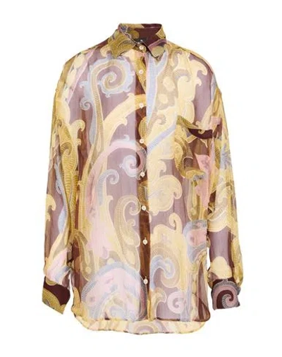 Etro Woman Shirt Brown Size 8 Silk