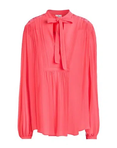 Etro Woman Shirt Coral Size 8 Silk, Polyester, Ceramic In Red