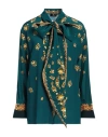 Etro Tie-neck Paisley-print Silk Crepe De Chine Blouse In Green
