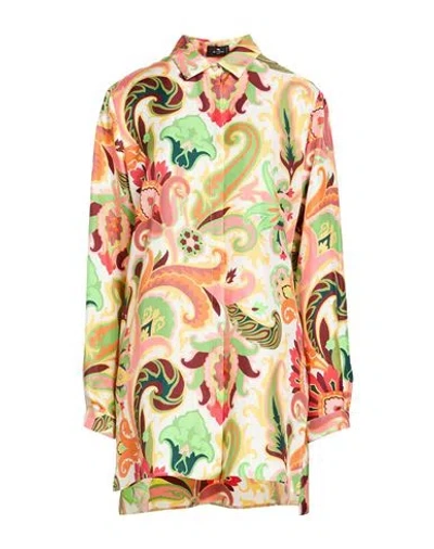 Etro Woman Shirt Green Size 2 Silk In Multi