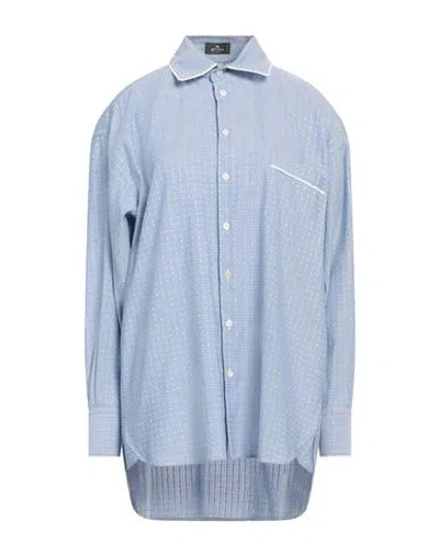 Etro Woman Shirt Light Blue Size 6 Cotton, Nylon, Polyester