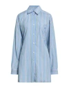 Etro Woman Shirt Light Blue Size 8 Cotton In Animal Print