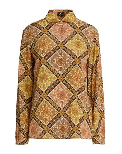 Etro Woman Shirt Light Brown Size 6 Silk In Multi