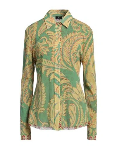 Etro Woman Shirt Light Green Size 12 Polyamide