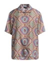 Etro Printed Silk Short Sleeve Bowling Shirt In Magenta
