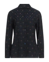 Etro Woman Shirt Midnight Blue Size 10 Viscose, Silk, Polyester