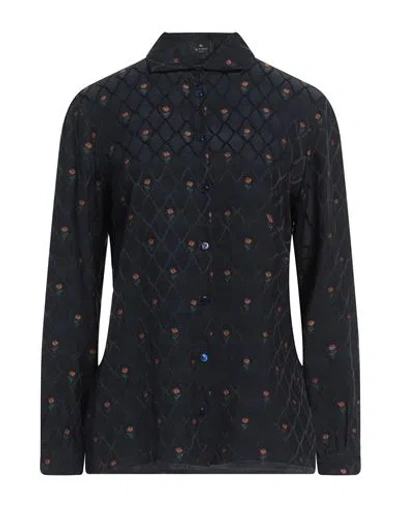 Etro Woman Shirt Midnight Blue Size 10 Viscose, Silk, Polyester