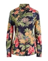 Etro Woman Shirt Navy Size 10 Cotton, Elastane In Multi