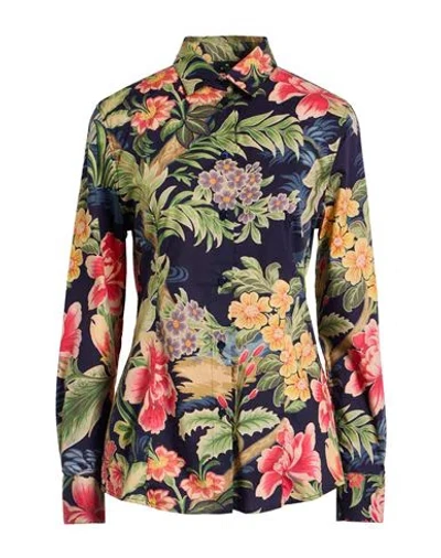 Etro Woman Shirt Navy Size 10 Cotton, Elastane In Multi