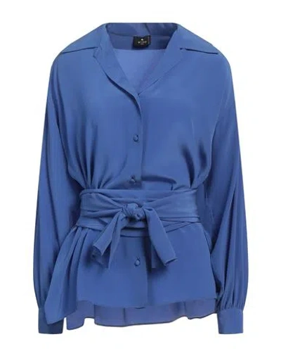 Etro Woman Shirt Pastel Blue Size 10 Silk