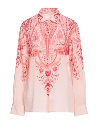 Etro Woman Shirt Pink Size 10 Silk In Multi