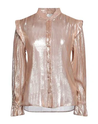 Etro Woman Shirt Rose Gold Size 10 Silk, Polyethylene