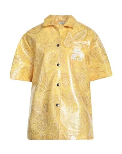 Etro Woman Shirt Yellow Size 4 Nylon, Polyurethane Coated