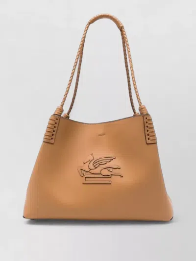 Etro Woman Shoulder Tote Bag Braided Handles In Brown