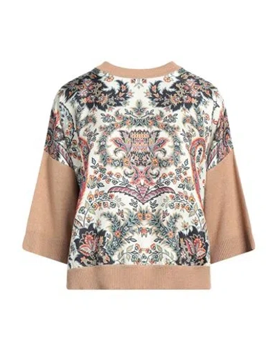 ETRO ETRO WOMAN SWEATER BEIGE SIZE 8 WOOL, VISCOSE, CASHMERE, SILK