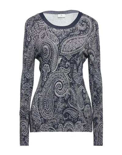 Etro Woman Sweater Blue Size 8 Silk, Viscose, Cotton