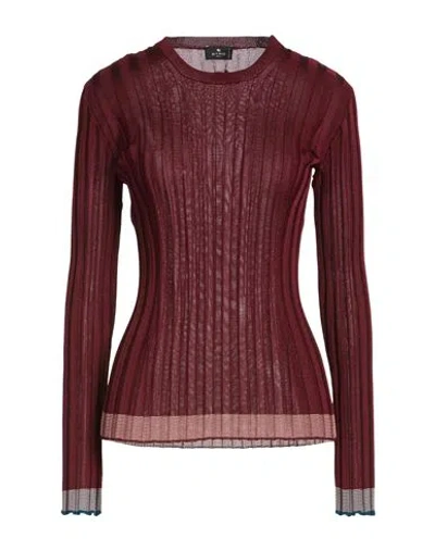 Etro Woman Sweater Burgundy Size 8 Viscose