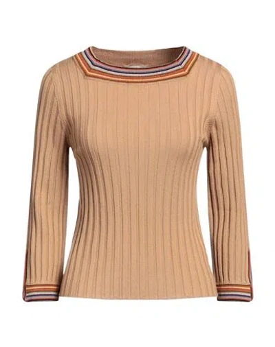 Etro Woman Sweater Camel Size 12 Wool In Beige