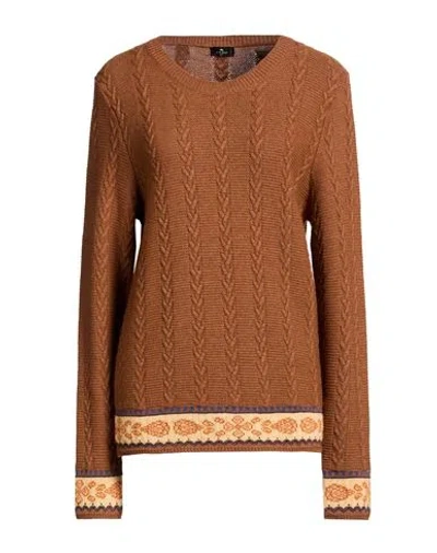 Etro Woman Sweater Camel Size 8 Wool, Viscose, Cashmere In Brown