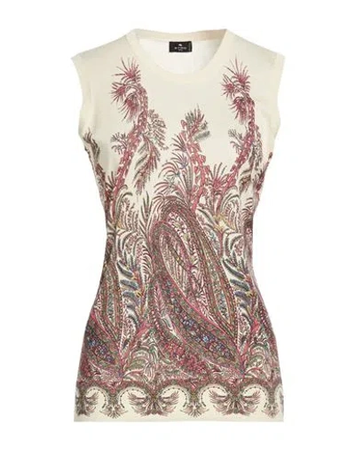 Etro Woman Sweater Ivory Size 10 Silk, Cashmere In Multi
