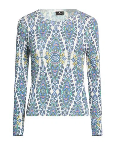 Etro Woman Sweater Ivory Size 6 Silk, Viscose In Blue
