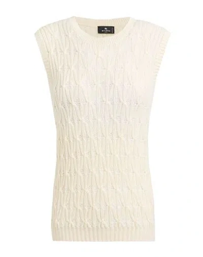 Etro Woman Sweater Ivory Size 8 Wool, Cotton In Neutral