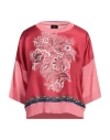Etro Bandana Print Silk Knit Combo Sweater In Magenta