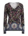 Etro Floral Patterned V-neck Knitted Top In Blue