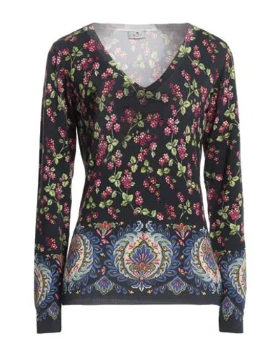 Etro Floral Patterned V-neck Knitted Top In Multi