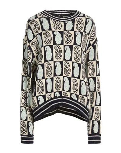 Etro Woman Sweater Navy Size 6 Cotton, Viscose, Metal Fiber In Blue