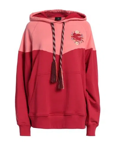 Etro Woman Sweatshirt Salmon Pink Size M Cotton, Elastane
