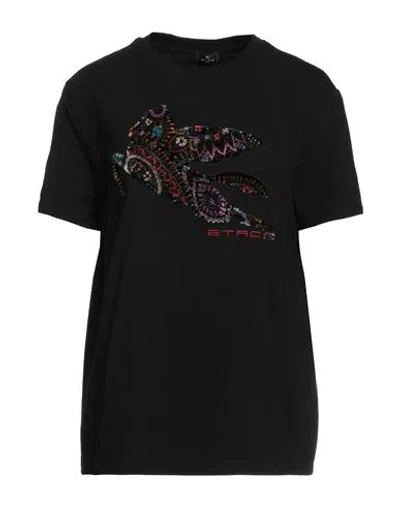 Etro Woman T-shirt Black Size S Cotton, Polyester