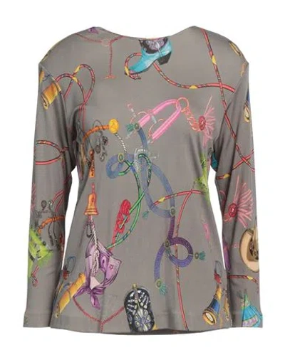 Etro Woman T-shirt Taupe Size 8 Silk In Grey
