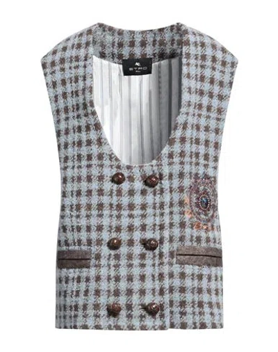 ETRO ETRO WOMAN TAILORED VEST LIGHT BLUE SIZE 8 VIRGIN WOOL, POLYESTER, ACRYLIC, ALPACA WOOL, POLYAMIDE