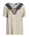Etro Graphic-print Short-sleeved Blouse In Beige