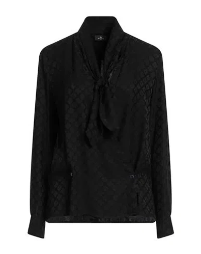 Etro Woman Top Black Size 10 Silk, Viscose