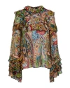 Etro Woman Top Black Size 8 Silk In Black