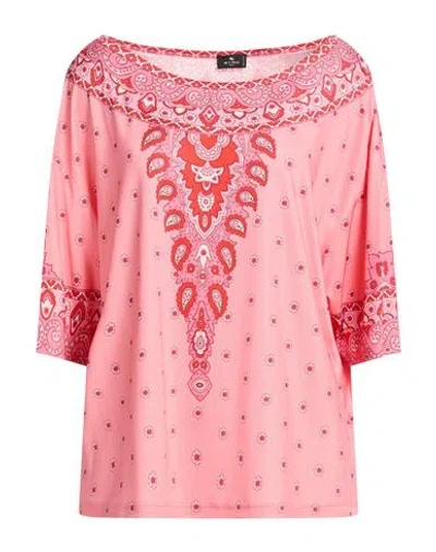 Etro Woman Top Coral Size 10 Viscose, Elastane In Multi