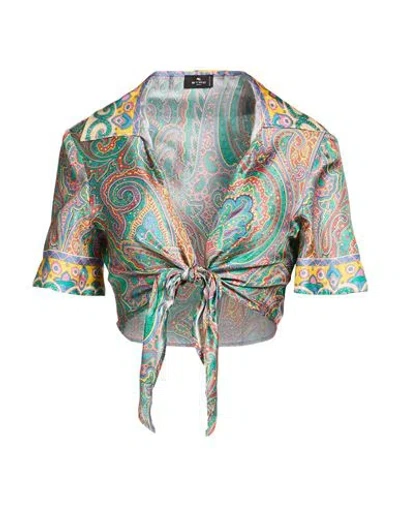 Etro Woman Top Green Size M Silk