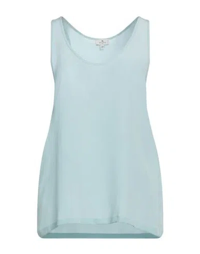 Etro Woman Top Light Blue Size 12 Silk