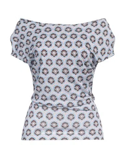 Etro Woman Top Light Blue Size 8 Viscose