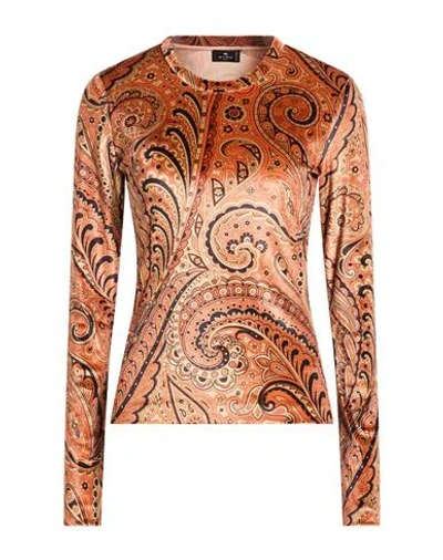 Etro Woman Top Orange Size M Polyester, Elastane