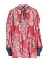 Etro Pintucked Floral-print Cotton And Silk-blend Voile Blouse In Red
