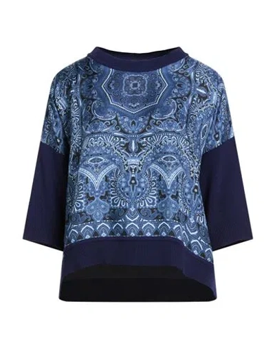 Etro Woman T-shirt Blue Size 10 Wool, Viscose, Cashmere, Silk